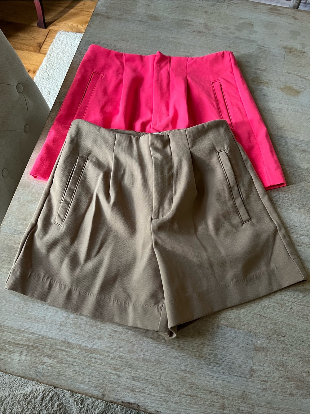 Two Pair New Day High-Waist Tailored Shorts in Hot Orange & Tan